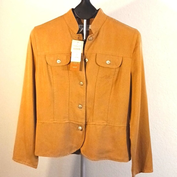 Coldwater Creek Jacket Sz S Mustard Yellow SPORTY Boho Bohemian Preppy Riding - Picture 4 of 16